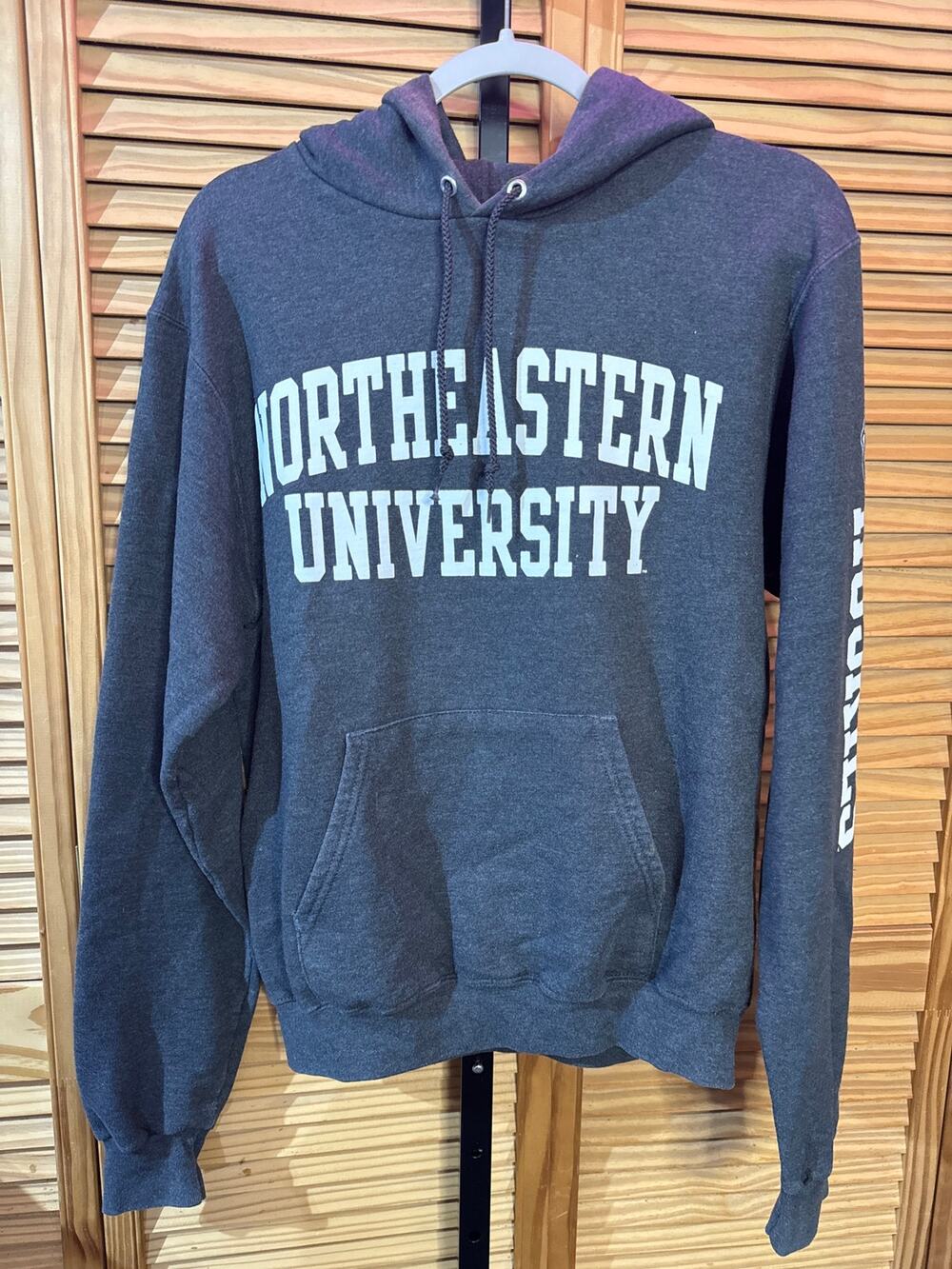 Champion Northeastern University Huskies Grey Pullover Hoodie Sweatshirt Size S